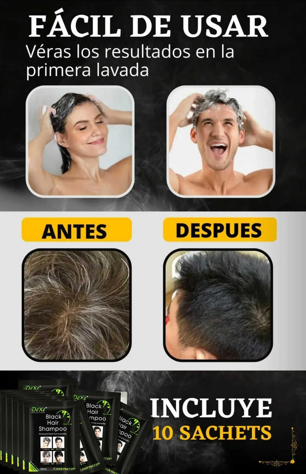 NUEVO TINTE SHAMPOO ANTICANAS DEXE EN CAJA