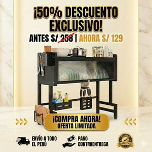 ESCURRIDOR Y ORGANIZADOR DE PLATOS CON TAPA 85CM