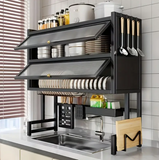 ORGANIZADOR Y ESCURRIDOR DE PLATOS DE 3 NIVELES CON DOBLE TAPA DE 85 CM